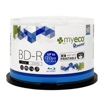 Disco Blu-ray MyEco BDR 25GB 10X Hub de jato de tinta branco imprimível x50 Disco Blu-ray MyEco BDR 25GB 10X Hub de jato de tinta branco imprimível x50