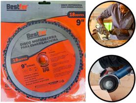 Disco Corrente Motosserra Para Esmerilhadeira Lixadeira Corte Desbaste De Madeira 9 Polegadas