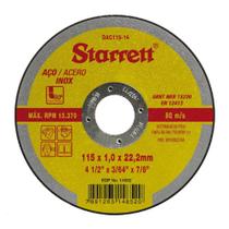 Disco corte 115,0mm (4.1/2 ) x 1,0 x f22 p/inox starrett dac115-14