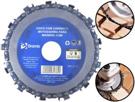 Disco Corte Desbaste Madeira Corrente Motosserra Para Esmerilhadeira Lixadeira 115mm Bramix