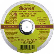 Disco Corte Ferro Starrett 4.1/2"X1/16"X7/8" - Kit C/12 Peca
