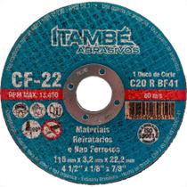 Disco Corte Refratario Itambe 4.1/2''X1/8''X7/8'' - 2 Telas - Cf-22 - Kit C/10 Pecas Disco Corte Refratario Itambe 4.1/2''X1/8''X7/8'' - 2 Telas - Cf-22 - Kit C/10 Pecas