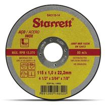 Disco Corte Starrett Aço Carb/inox 115x1,0x22,2mm com 5 Peçass