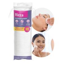 Disco de Algodão com 100un Removedor de Maquiagem Limpeza de Pele Rosto Skin Care Ricca