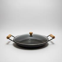 Disco De Arado 30cm Chapa De Aço Paella Com Tampa Vidro Disco De Arado 30cm Chapa De Aço Paella Com Tampa Vidro