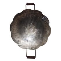 Disco De Arado Grande Legítimo Grosso Com Alças De Madeira 50cm