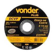 Disco de corte 115 mm x 1,0 mm x 22,23 mm dcv vonder plus Disco de corte 115 mm x 1,0 mm x 22,23 mm dcv vonder plus