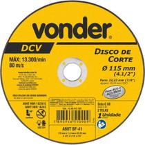 Disco de Corte 115 mm x 1,6 mm x 22,23 mm, Dcv, Vonder OstenVonder Disco de Corte 115 mm x 1,6 mm x 22,23 mm, Dcv, Vonder OstenVonder