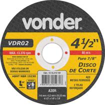 Disco de corte 115 mm x 3,0 mm x 22,23 mm VDR02 VONDER