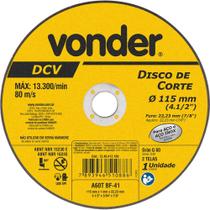 Disco De Corte 115mm X 1,0mm X 22,23mm DCV Vonder