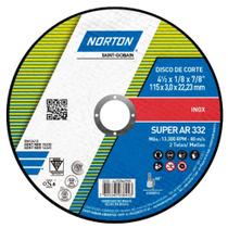 Disco de Corte 115mm x 3,0mm x 22,23mm Super AR332 - Norton