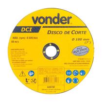 Disco de corte 180 mm x 1,6 mm x 22,23 mm dci inox vonder