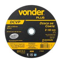 Disco de corte 180 mm x 1,6 mm x 22,23 mm dcv vonder plus