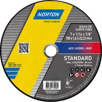 Disco de Corte, 180 mm x 1,6 mm x 22,23 mm, Standard, Norton OstenVonder
