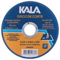 Disco de corte - Aço, aços Inoxidáveis 4".1/2x3/64"x7/8" - Kala