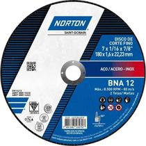 Disco de Corte BNA 12 180x1.6x22.23mm para Aço - NORTON-66252846559 Disco de Corte BNA 12 180x1.6x22.23mm para Aço - NORTON-66252846559