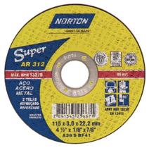 Disco de Corte de Aço Super Ar312 115x3,0x22,2mm - Norton