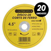 Disco de corte de Metais 4,5" Bom Vink Furo 22mm 115mm Kit 20 Discos Disco de corte de Metais 4,5" Bom Vink Furo 22mm 115mm Kit 20 Discos
