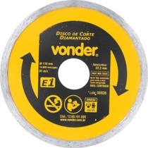 Disco de Corte Diamantado 110mm E1 com Furo de 22,2mm - 12.68.101.000 - VONDER