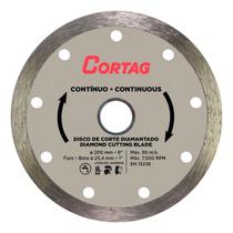 Disco de Corte Diamantado Contínuo 200mm Cortag Profissional Para Porcelanato e Cerâmica