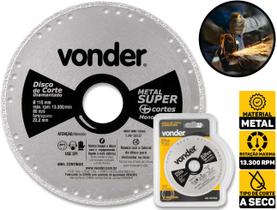 Disco De Corte Diamantado Contínuo P/ Metais 115mm Vonder 1240000115 Disco De Corte Diamantado Contínuo P/ Metais 115mm Vonder 1240000115