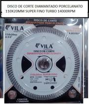 Disco de corte diamantado porcelanato super fino turbo 110x20mm - vila