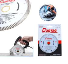 Disco de Corte Diamantado Turbo Fino 1.2mm Porcelanato Cortag 110mm x 20mm uso Makita Serra Marmore