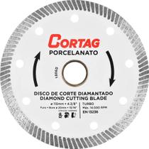 Disco de Corte Diamantado Turbo Porcelanato 110x20mm - Cortag