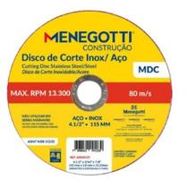 Disco de corte fino AÇO/INOX 4.1/2 POL 1,0MM ESP Menegotti