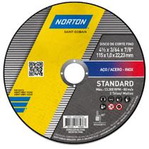 Disco de Corte Fino Standart 115x1,0x22,23mm 13.300 RPM - 66252849762 - NORTON Disco de Corte Fino Standart 115x1,0x22,23mm 13.300 RPM - 66252849762 - NORTON