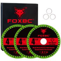 Disco de corte FOXBC 4,5" multiuso para vários materiais, pacote com 3, eixo de 7/8" Disco de corte FOXBC 4,5" multiuso para vários materiais, pacote com 3, eixo de 7/8"