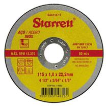 Disco De Corte Inox 4.1/2 115 x 1,0 x 22,2 mm Starrett Disco De Corte Inox 4.1/2 115 x 1,0 x 22,2 mm Starrett