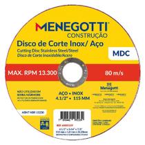 Disco de Corte Inox / Aço 115mm MDC (63030119) - Menegotti Disco de Corte Inox / Aço 115mm MDC (63030119) - Menegotti