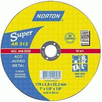 Disco De Corte Metal 7" x 1/8" x 7/8" AR312 - Norton Disco De Corte Metal 7" x 1/8" x 7/8" AR312 - Norton