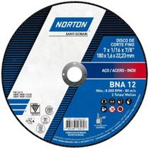 Disco de corte para aço carbono e inox 7" x 1/16" x 7/8" - BNA12 Disco de corte para aço carbono e inox 7" x 1/16" x 7/8" - BNA12