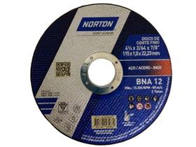 Disco de corte para Aço e Aço Inox 4 1/2" 115 x 1 x 22,23mm BNA 12 - Norton