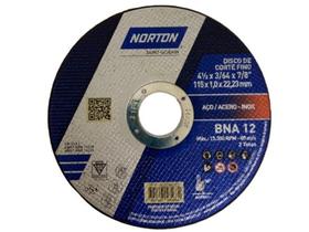Disco de corte para Aço e Aço Inox 4 1/2" 115 x 1 x x22,23mm BNA 12 - Norton