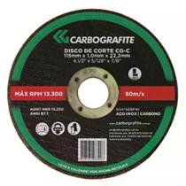 Disco de corte para Aço e Aço Inox 4 1/2" 115 x 1 x x22,23mm CG-C - Carbografite