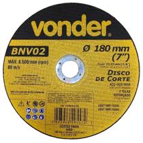 Disco de corte para Aço e Aço Inox 7" 180 x 3.2 x 22,23mm BNV02 - Vonder Disco de corte para Aço e Aço Inox 7" 180 x 3.2 x 22,23mm BNV02 - Vonder