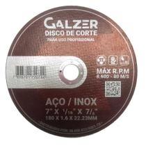 Disco de corte para Aço e Aço Inox 7"x 1/16" x 7/8" 180 x 1.6 x 22.23mm - Galzer Disco de corte para Aço e Aço Inox 7"x 1/16" x 7/8" 180 x 1.6 x 22.23mm - Galzer