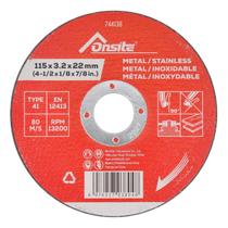 Disco De Corte Para Metal E Inox 4.1/2''X3,2Mmx7/8'' Onsite