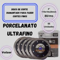 Disco de corte porcelanato 4'' 110x10x20mm 80m/s (cx 05-un) - Volzer Disco de corte porcelanato 4'' 110x10x20mm 80m/s (cx 05-un) - Volzer