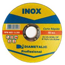 Disco De Corte Rápido Fino Para Aço Inox 115X22Mm Diametalic