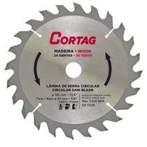 Disco de Corte Serra Circular 185mm 24 Dentes para Madeira 60753 Cortag