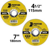 Disco De Desbaste Esmerilhadeira 4.1/2'' 7" 115mm Para Metal Aço Inox Profissional Fertak Ferramenta
