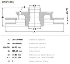 Disco de Freio D-428 Ford F-100 3.9 229 85/86 F-150 2.3 4.3 75/93 Ventilado Dianteiro 297,70mm - Preço Unitário - Disco de Freio D-428 Ford F-100 3.9 229 85/86 F-150 2.3 4.3 75/93 Ventilado Dianteiro 297,70mm - Preço Unitário -