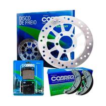 DISCO DE FREIO DiANTEIRO PASTILHAS + LONAS HONDA TITAN 150 2004 ATÉ 2008 COBREQ