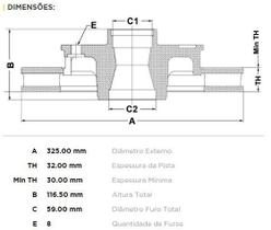 Disco de freio dianteiro ventilado - dodge b2500 1998 a 2003 - bd6704