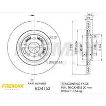 Disco de freio Traseiro Audi A7 2013 a 2018 FREMAX BD4152 Disco de freio Traseiro Audi A7 2013 a 2018 FREMAX BD4152
