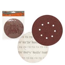 Disco de lixa base auto-aderente 180mm 8 furos grao 36 - pacote com 10 - bestfer